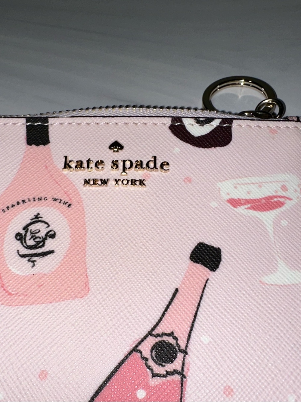Kate Spade Bitsy Wallet Keychain Champagne Toss Pink Multi New! - Picture 5 of 9